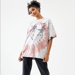 Pac Sun Oversized Graphic Skeleton Tie-Dye Tee